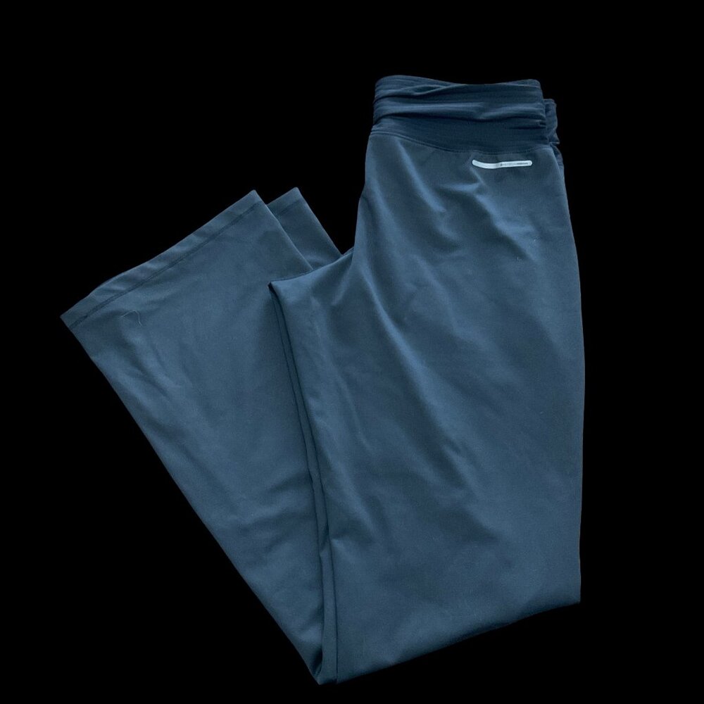 Black Athletic Yoga Pants w/ Ruched Elastic Waist Band